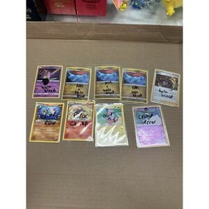 Lot of 9 pokemon‎ error cards crimp & holo bleed cosmos deoxys etc LP-Damaged